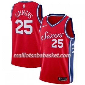 Maillot Homme Philadelphia 76ers Ben Simmons 25 Nike 2017-18 Rouge Swingman